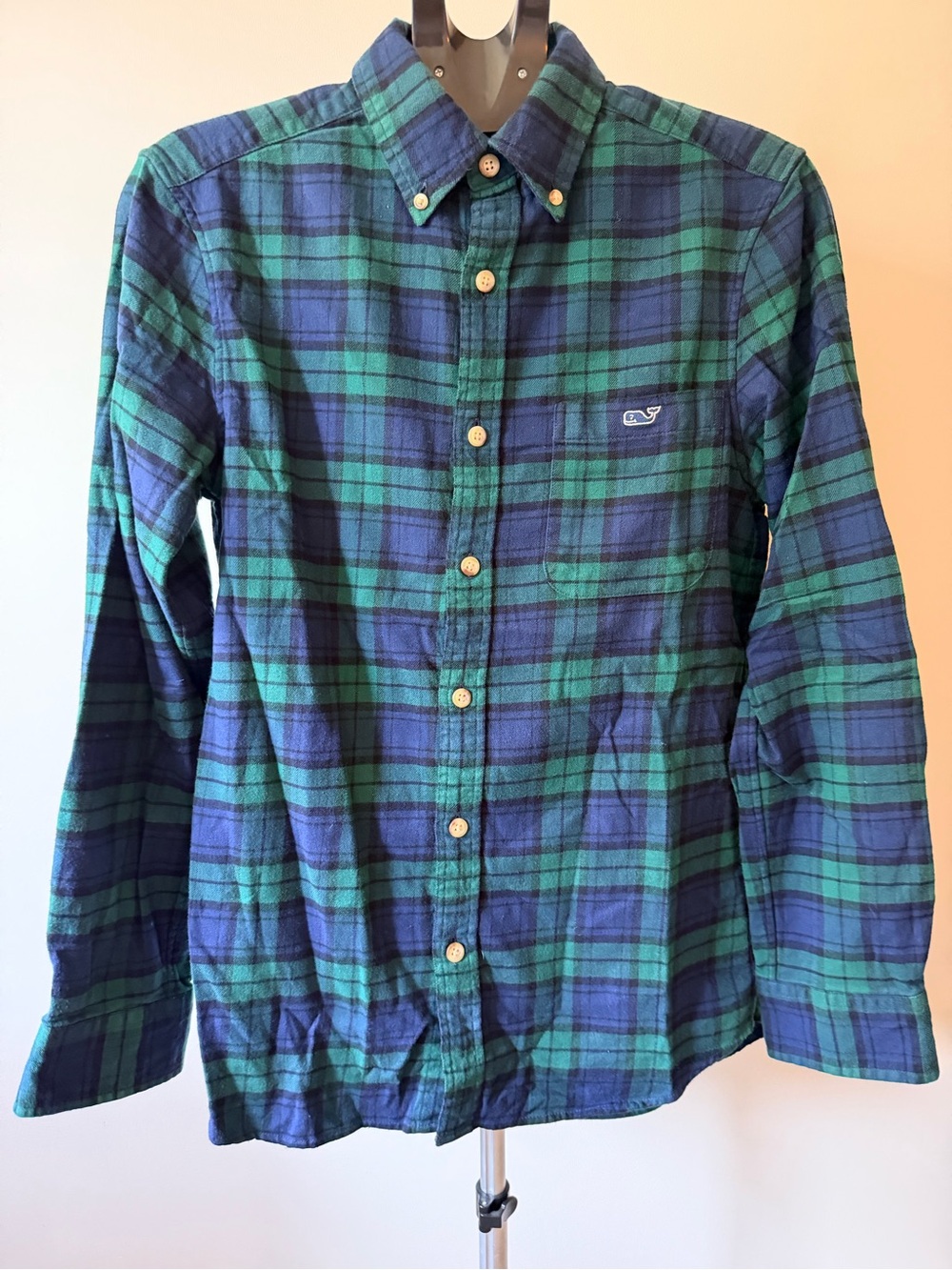 Vineyard Vines Blue and Green Plaid Button-Down Shirt